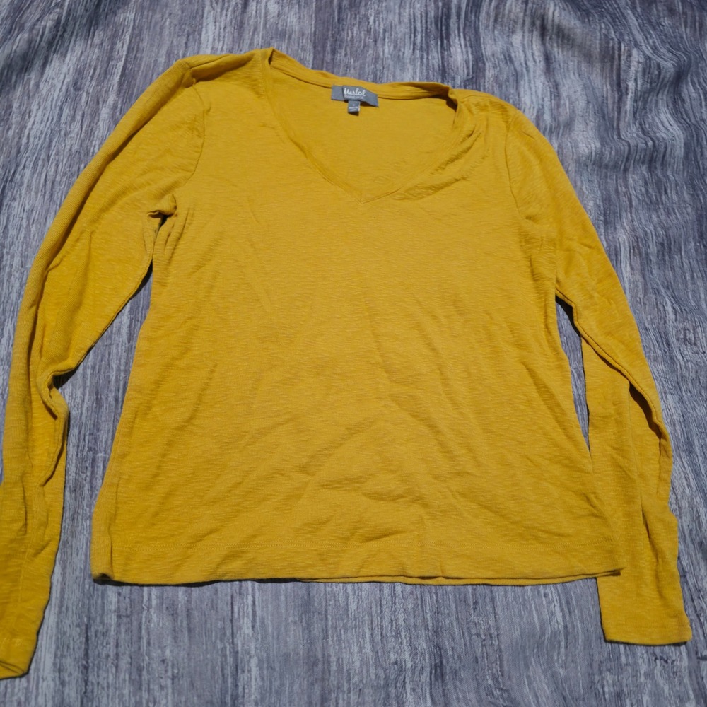 Marled Essentials Mustard Yellow V Neck Long Sleeve Top‎ Women Size S